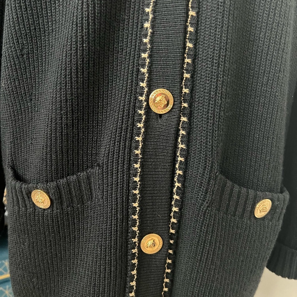 VERSACE New Black Cardigan Sweater - Picture 2 of 9